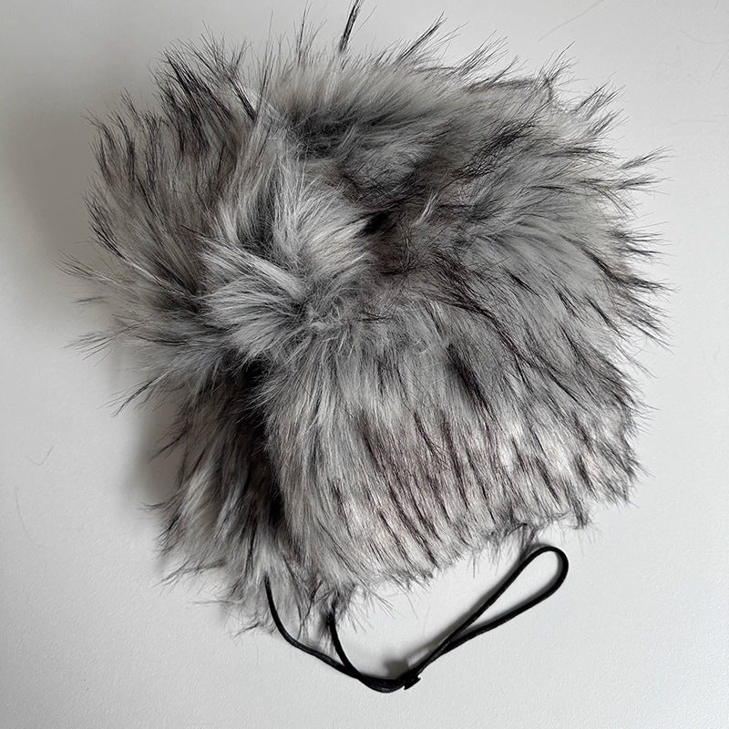 Outdoor Warm Thickened Earflap Hat With Integrated Fur And Fleece