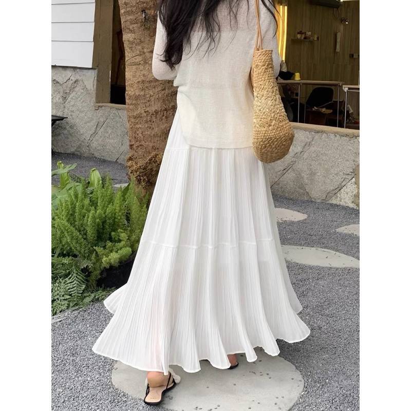 Elastic Waist Cross-body Slimming Dress Big Hem Umbrella Skirt