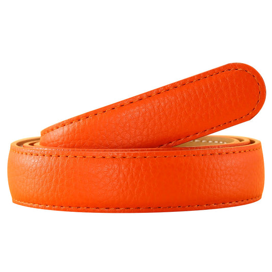 Women's Solid Color Belt Strip Headless Automatic Buckle
