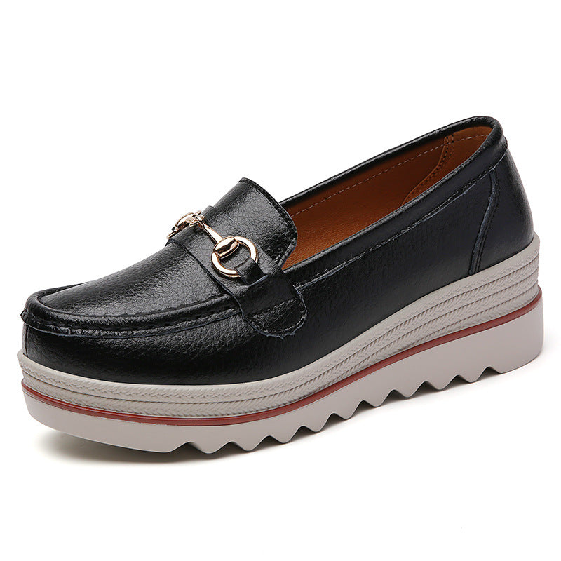 Slip-on Oversized Shoes Comfortable All-match Leather Shoes For Women