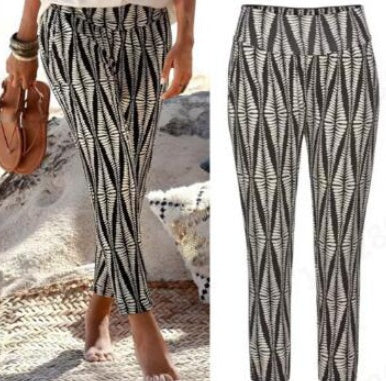 Loose printed high waist trousers