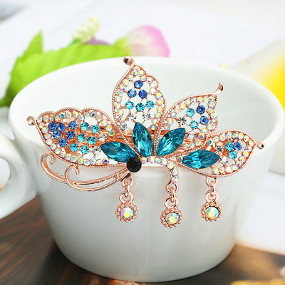 Crystal Inlaid Diamond Spring Horsetail Hairpin Peacock Hairpin