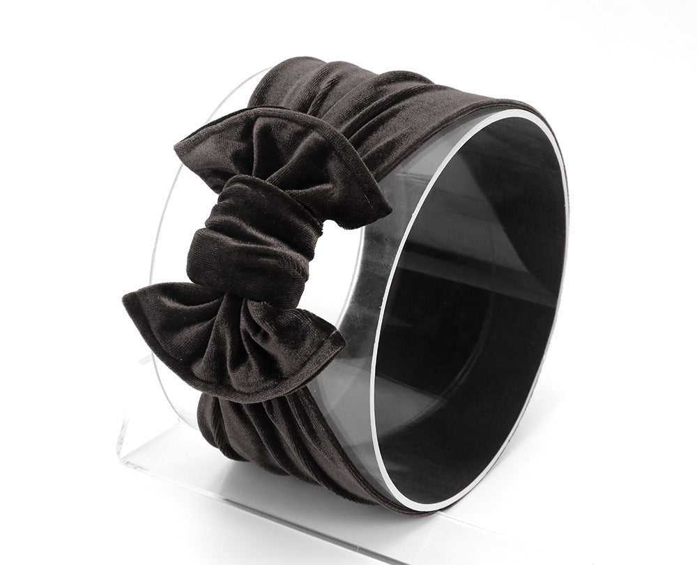 Baby Lace-up Gold Velvet Fat Bow Hair Band