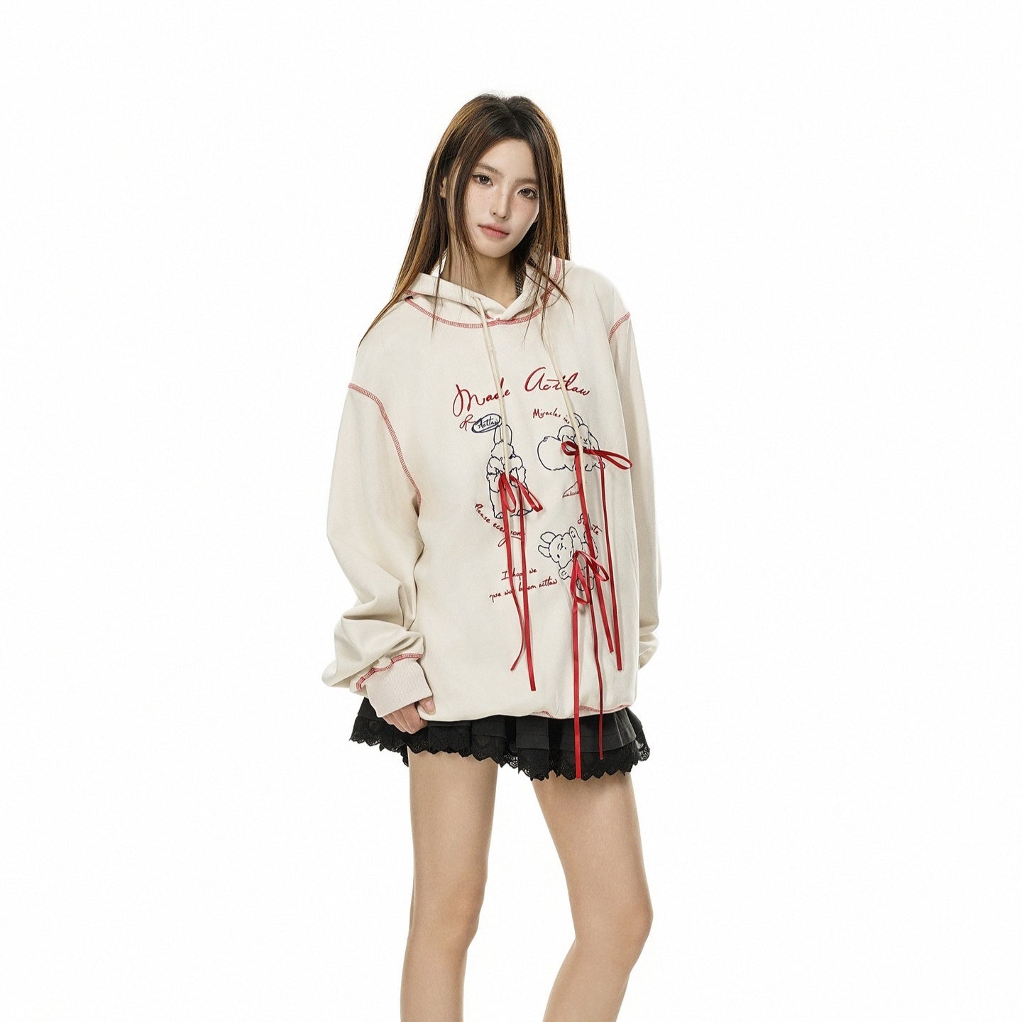 Women's Sweater Bow Design Coat
