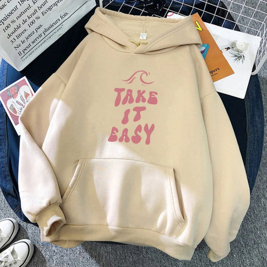 Tag det roligt bogstavtryk sweatshirt