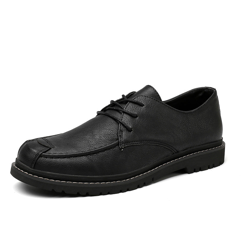 New Korean Style Men's Casual Social Black Small Leather Shoes