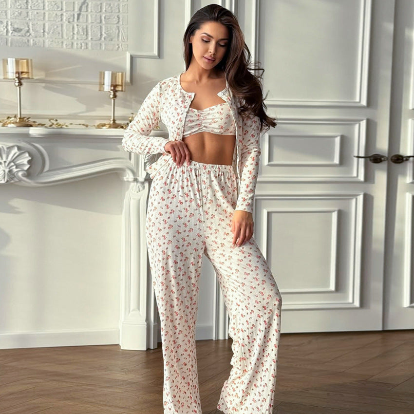 Long-sleeve Underwear Long Pants And A Three-piece Loungewear Set