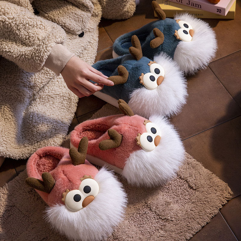 Indoor Home Cartoon Big Bearded Dragon Warm Plush Cotton Shoes