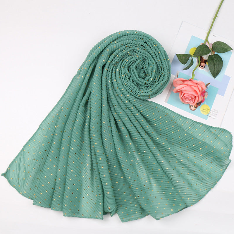 Sprinkle gold folds bronzing cotton and linen scarf