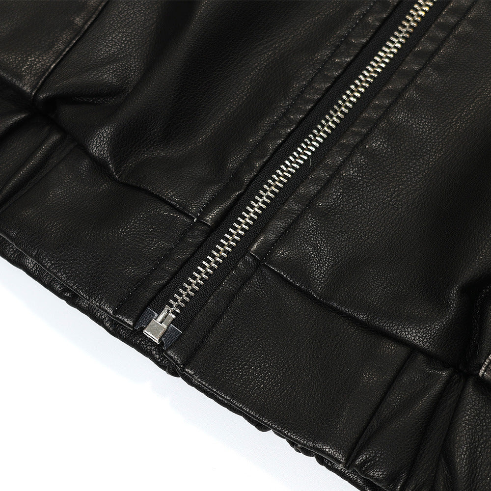 Leather Coat Men's Loose Lapels Vintage