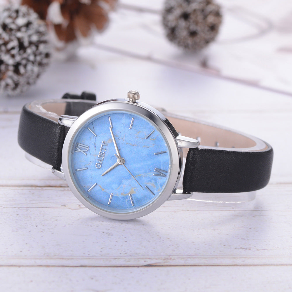 Japanese and Korean new girl student watch GAIETY marbled simple leather cute watch