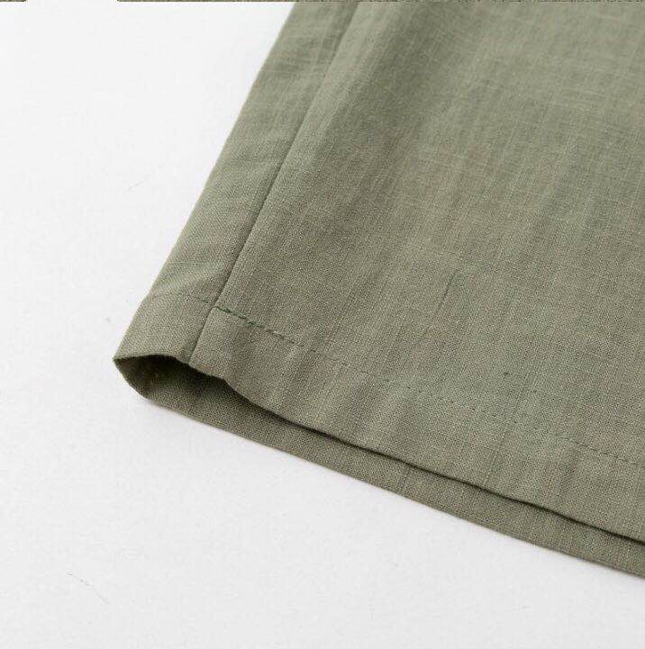 Solid color button slim trousers