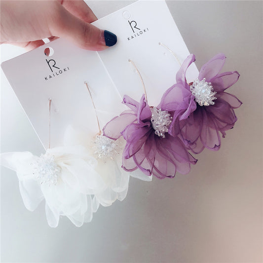 Gentle Mesh Fairy Flower Crystal Earrings
