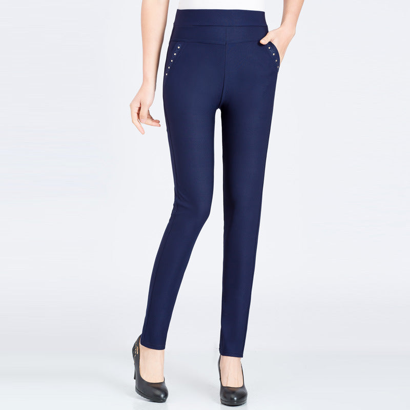 High Waist Pencil Slim Lace Pocket Leggings Pants