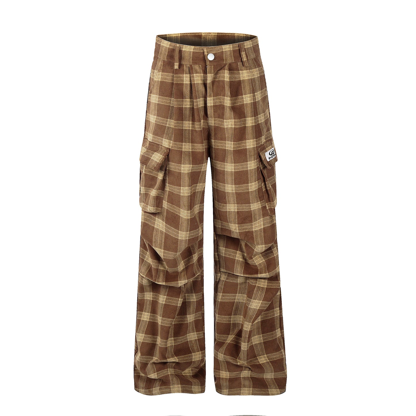 American Retro Hot Girl Cargo Pocket Plaid Casual Trousers