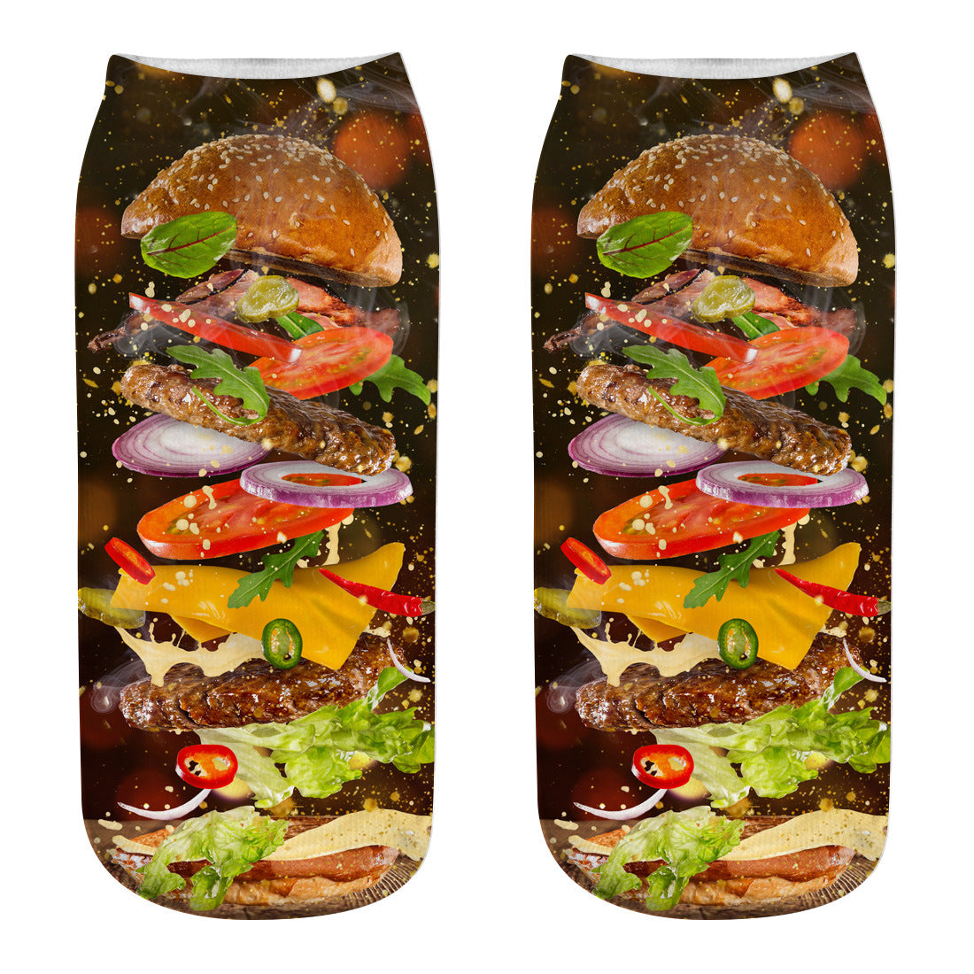 Hamburger fries series 3D printing socks