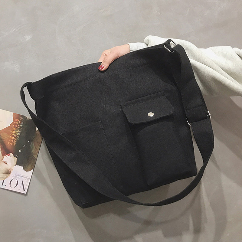 Women's Cross-body Canvas Artistic Solid Color One Shoulder Simple Casual Student Bag