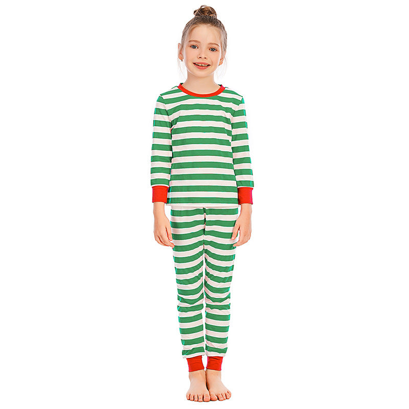 Children's Pajamas Long-sleeved Red And White Striped Home Service Suit