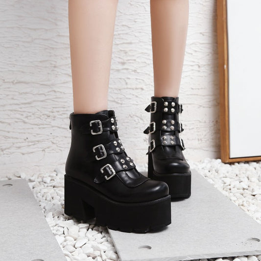 winter new pu European style rivet leather