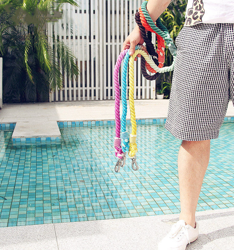 Pet dog traction rope cotton hand-woven rope dog walking rope