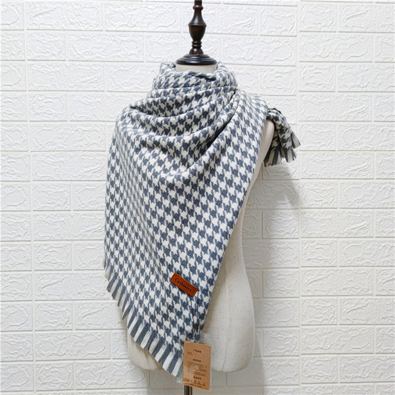 Imitation cashmere houndstooth scarf