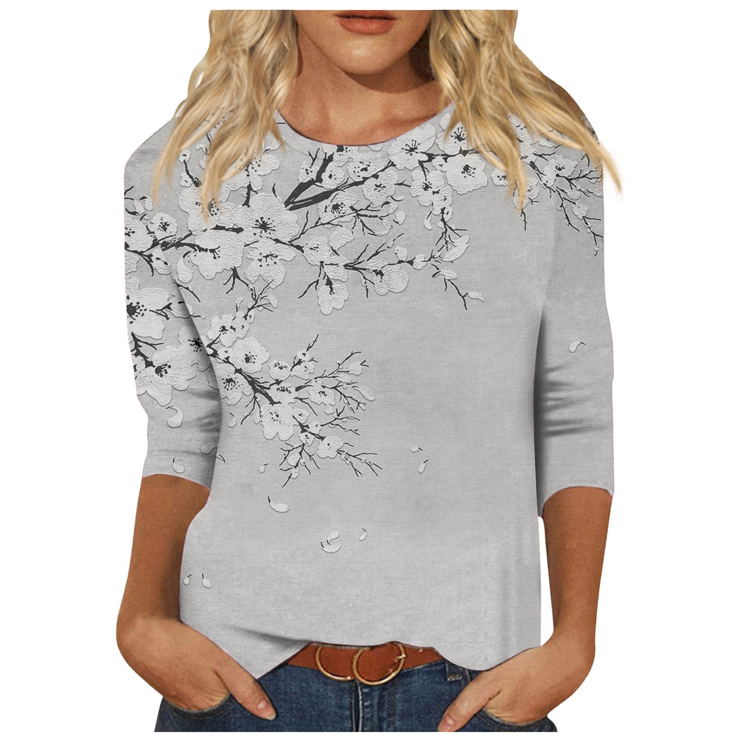 Round Neck Printed Casual Loose Long Sleeve