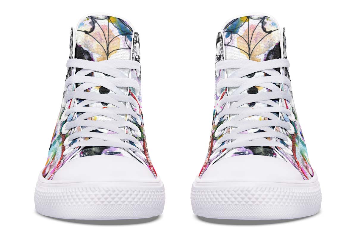 Men's And Women's Fashion Color Printing High-top Canvas Shoes