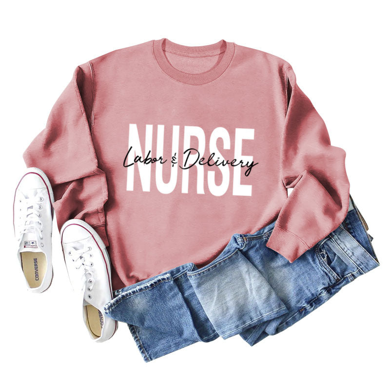 Round Neck Letter Printing Loose Plus Size Long Sleeve Sweater