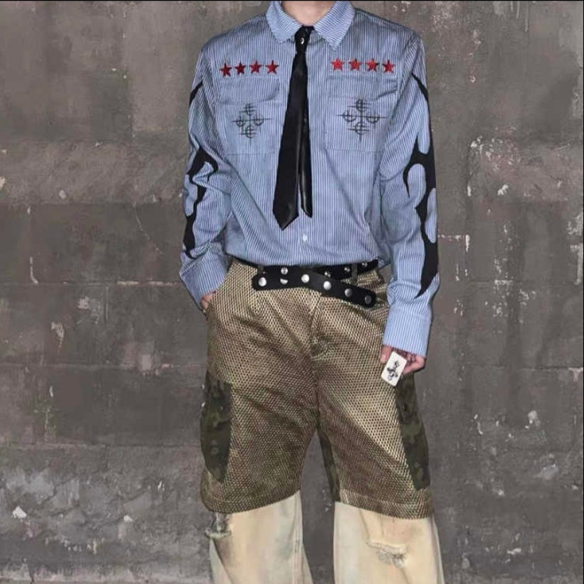 Leisure Washed-out Dirty Blue Striped Shirt