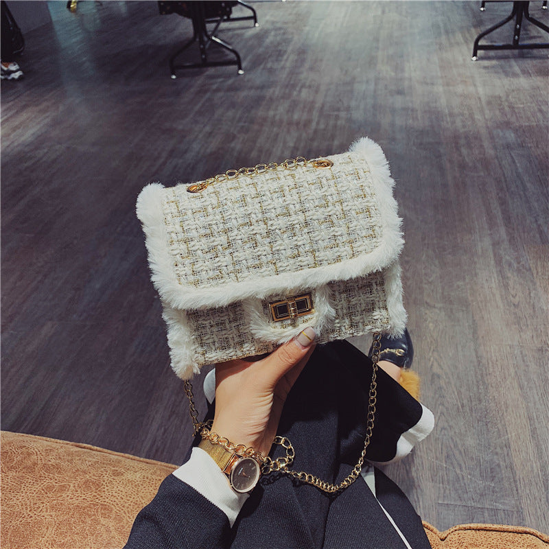 Small Square Woolen Crossbody Bag