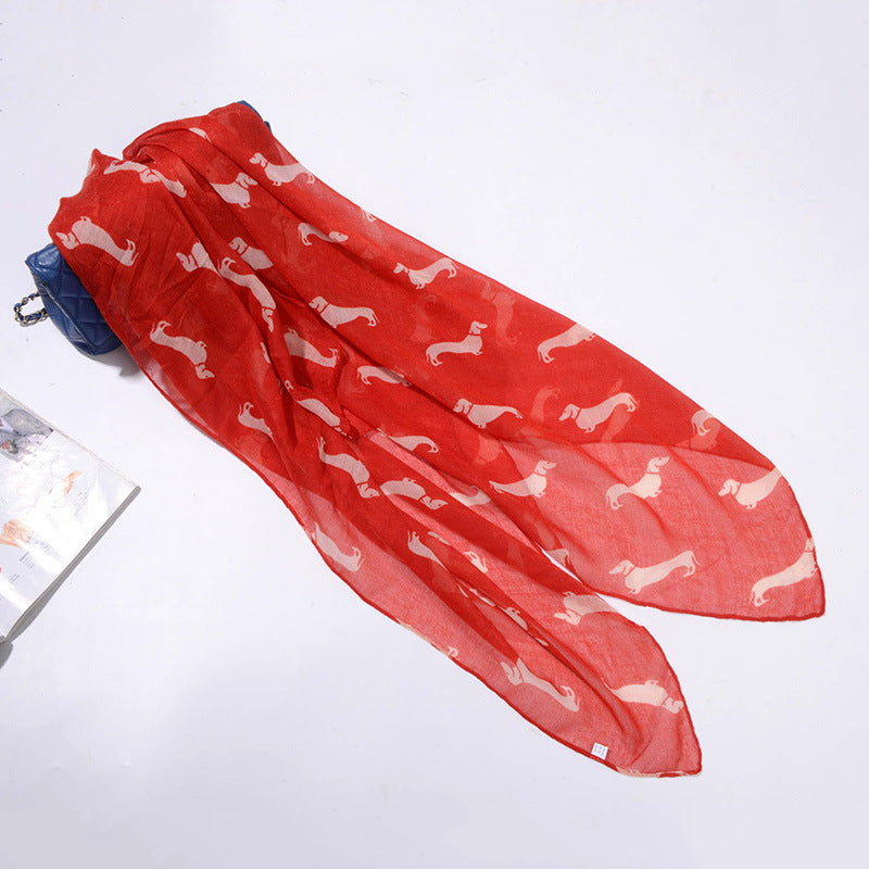 Puppy printed pattern beach sunscreen scarf