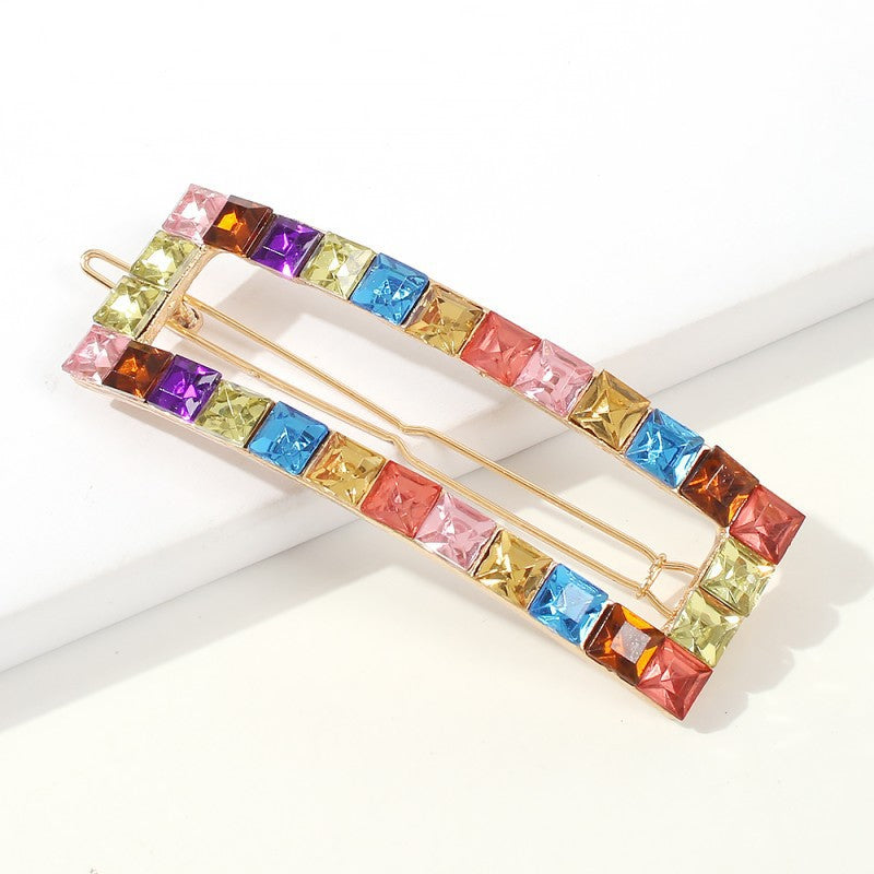 Water Drop Square Diamond Alloy Word Hairpin