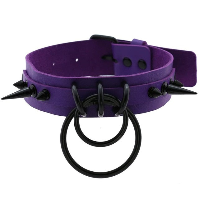 Punk Choker Rivet Buckle Spike Collar Necklace Black  Mens Womens
