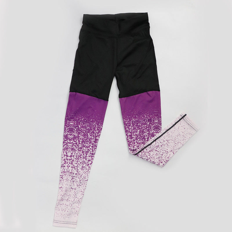 Strækbare yogabukser med digitalt print af stjernehimmelgradient