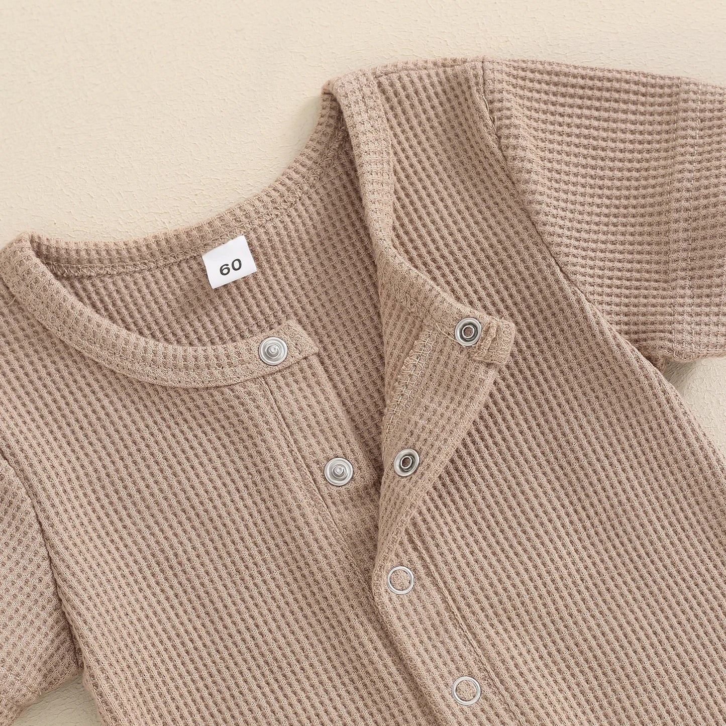 Children's Waffle Short-sleeved Jumpsuit
