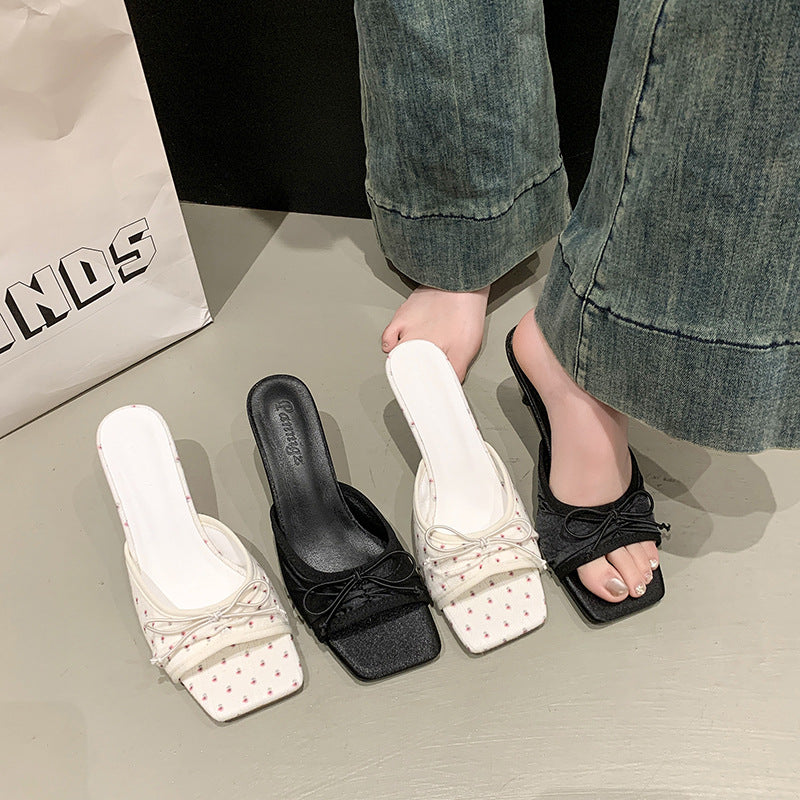 Women's Simple All-Match Bowtie Peep-Toe Sandals