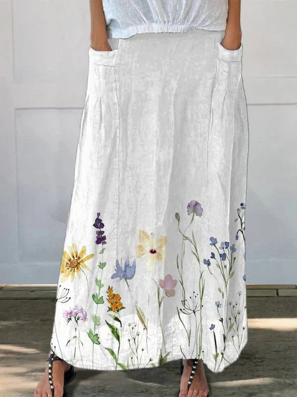 Women's Fashion Simplicity New Pocket Print Skirt