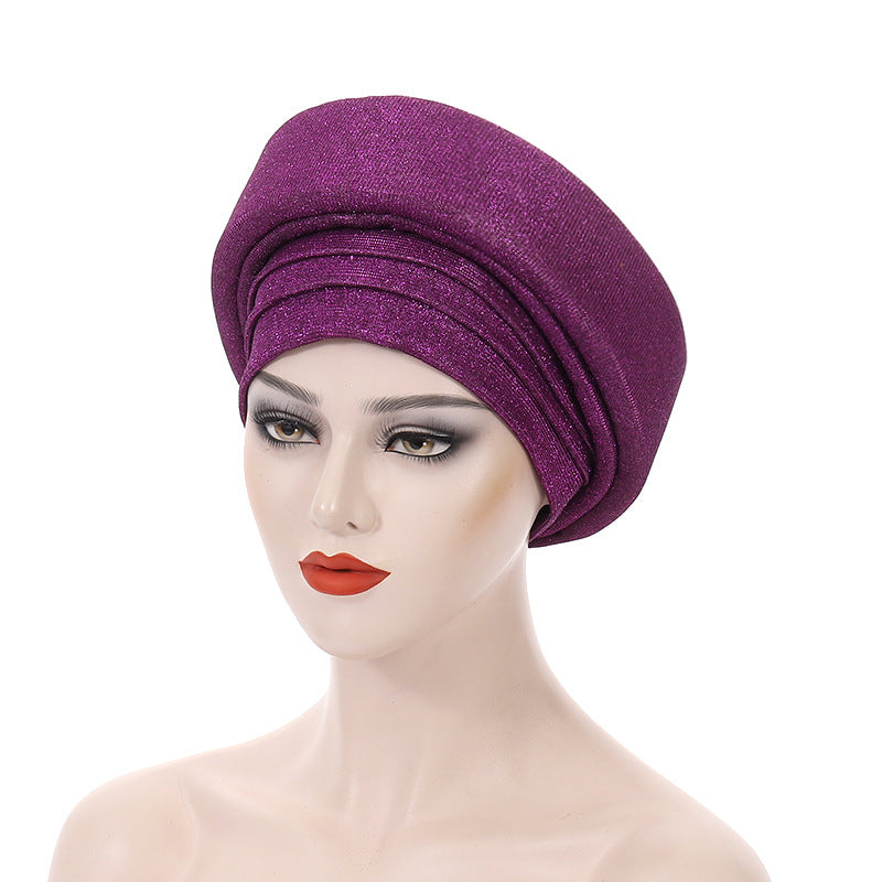 Glittering Powder Double-layer Sponge African Hat Muslim Hat Toque
