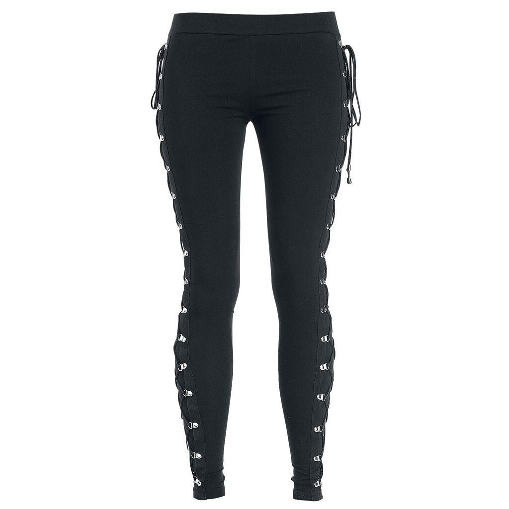Slim Height Stretch All-Match Lace-Up Leggings Casual Pants
