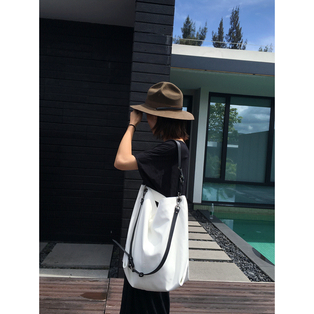 Soft leather large capacity solid color big bag