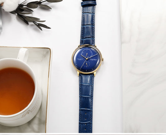 Waterproof super thin men's simple leather watch