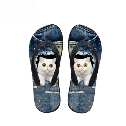 Ripped Cowboy Pet Dog And Cat Flat Slippers