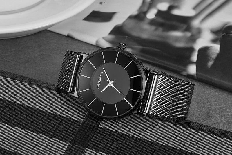 Steel mesh waterproof watch with hands