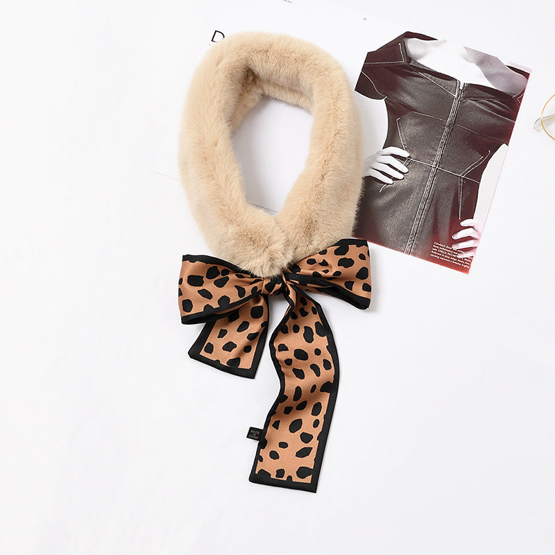 Faux Rex Rabbit Fur Ribbon Fur Collar Bowknot Bib