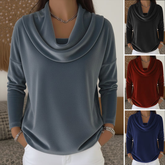 AutumnWinter Solid-color Long-sleeve Fashionable Velvet Wide-cut Top