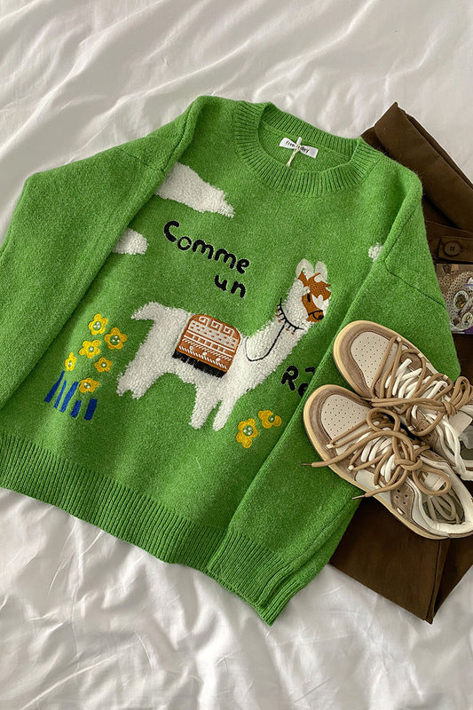 Funny And Cute Round Neck Long-sleeved Top