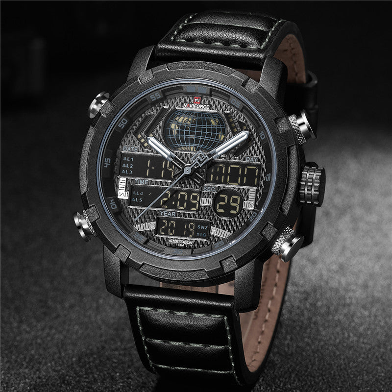 Men's sports double display movement multi-function watch