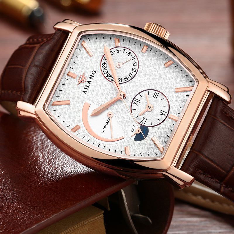wine barrel type waterproof automatic mechanical watch