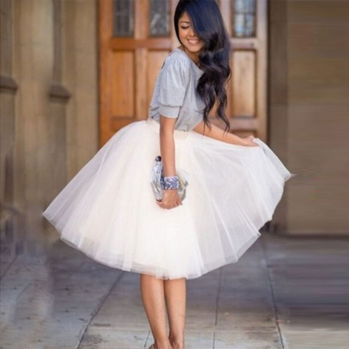 Pleated Elegant Mesh Skirt