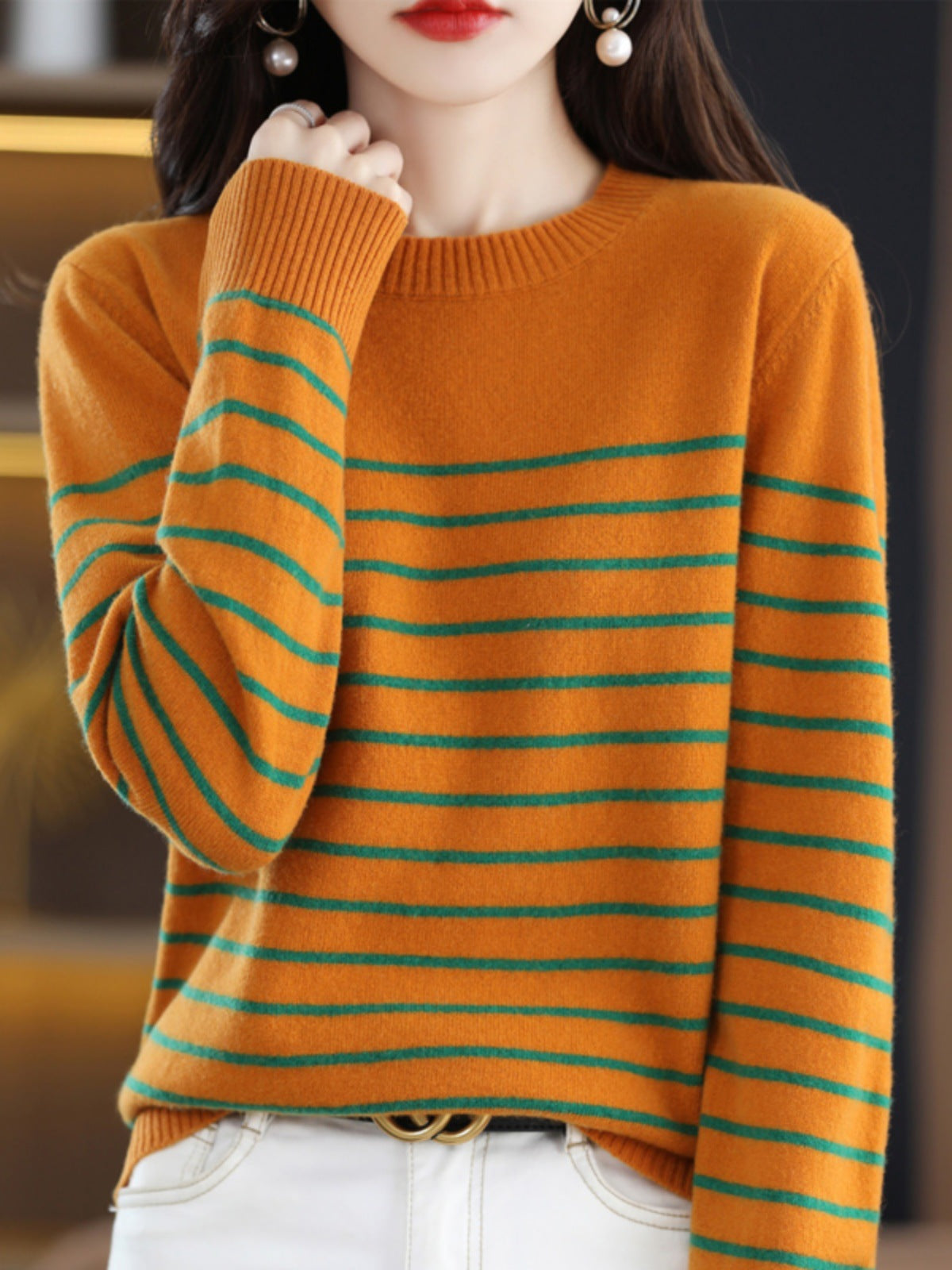 Autumn And Winter Women's Wool Sweater New Fashion Round Neck Inner Wear